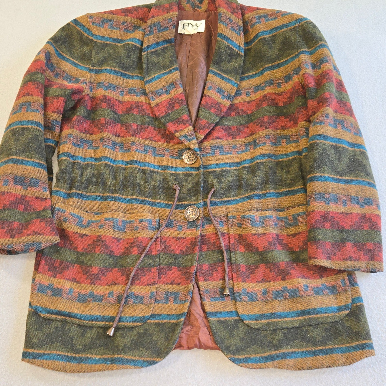 Hw New York Southwestern Jacket Womens Xl Multicolor Wool Blend Vintage Boho — image 2 of 8